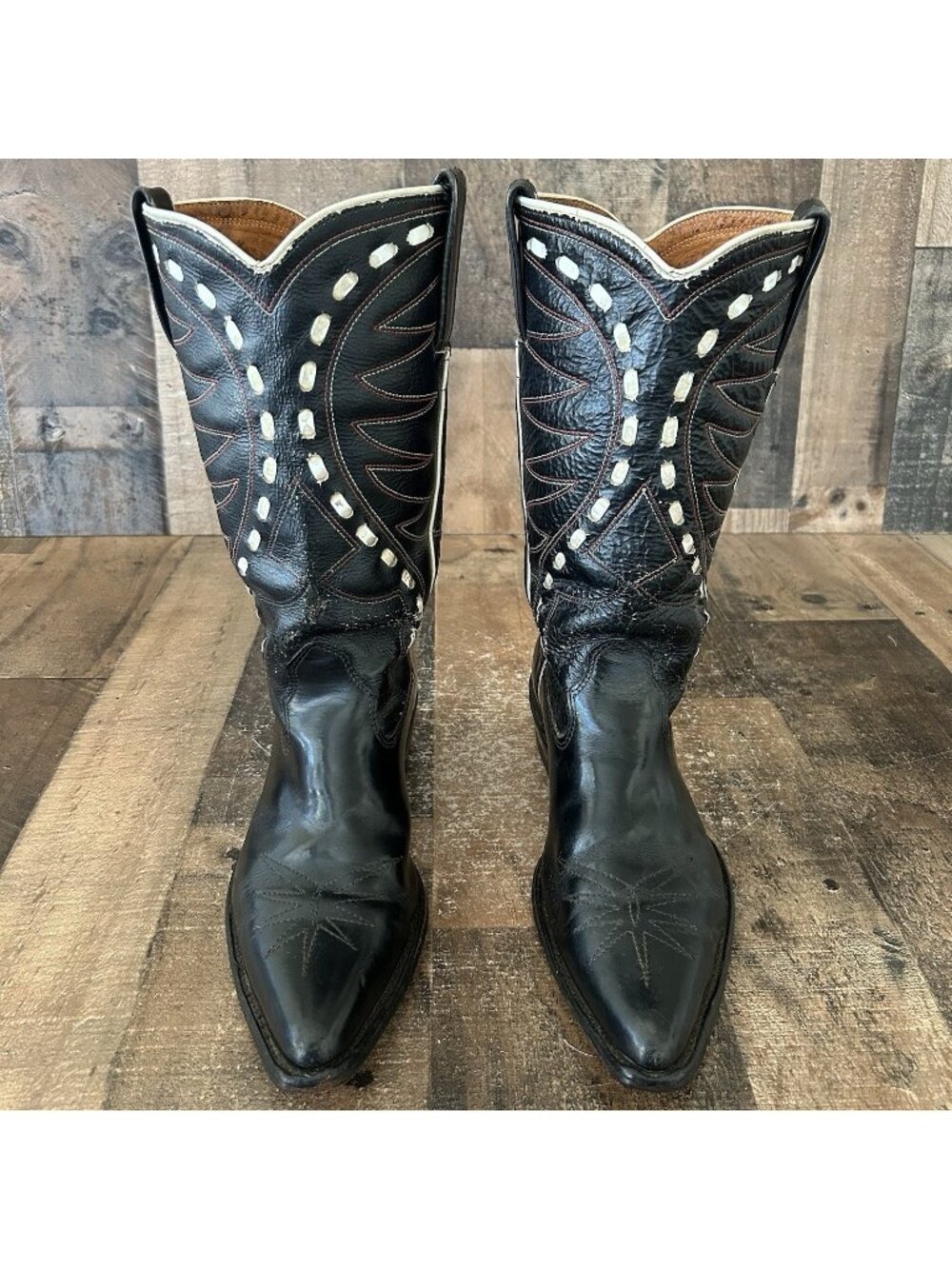 Vintage Unbranded Stitched Western Cowboy Boots Mens 8 D